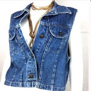 Vintage denim jacket vest sleeveless blue Jean